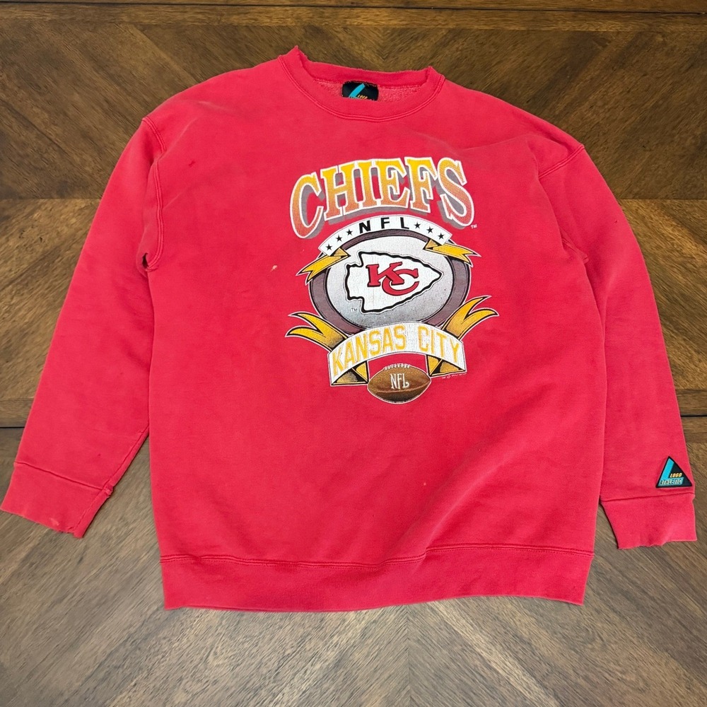 Vintage 1992‎ Logo Athletic Kansas City Chiefs Sweatshirt Red Mens Large NFL